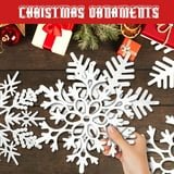 Ayieyill 6pcs Large White Snowflakes Decorations, 12” Big Plastic Glitter Snowflake for Winter Indoor Outdoor Christmas Tree Decorations Giant Craft Snowflakes
