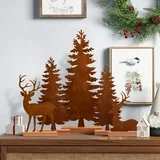 Ayieyill Christmas Tabletop Decorations Indoor, 5pcs Tree and Reindeer Rustic Christmas Decor