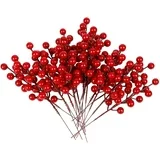 24 Pack 8 Inch Christmas Faux Picks Winter Berry Sprigs, Artificial Red Berries Stems Ornaments for Christmas Tree DIY Crafts Wreath Garland Decor