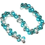 GnFlus 6Ft Christmas Ball Garland Ornaments Shatterproof Xmas Hanging Balls Holiday Party Wedding Christmas Tree Home Decor Lake Blue and Silver