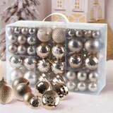 Inadays Christmas Balls Ornaments for Christmas Trees 104Pcs Shatterproof Plastic Christmas Ornament Set for Xmas Tree Decoration Hanging Ball for Holiday Wedding Party, Gold